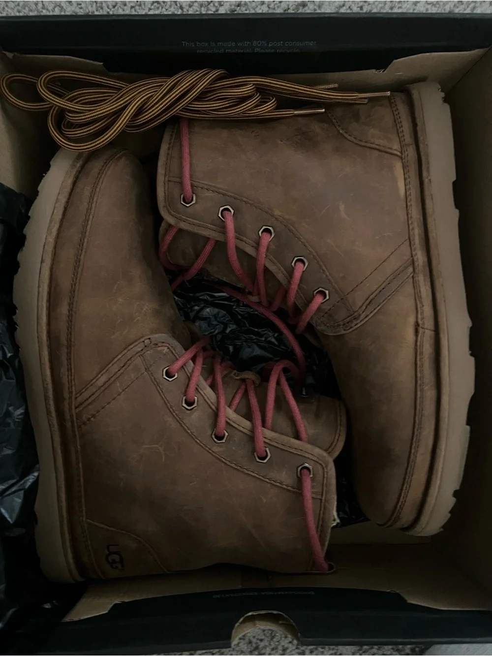UGG Men's Brown Chukka Boots with Red Laces